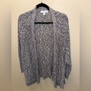 Boutique Plus Women’s 1X Speckled Gray and White Cardigan Cozy Soft Comfy Chic